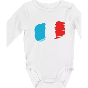 Francouzská vlajka - Body kojenecké s dlouhým rukávem - Dlouhý r. do 3 měs ( Bílá )
