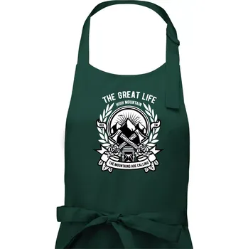 Kuchyňská zástěra Great Life - sekery - Pánská zástěra na vaření - Univerzální velikost ( Lahvově zelená )