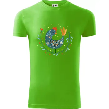 Folklor - slepice s kopretinou - Viper FIT - Pánské zůžené tričko - 3XL ( Apple Green )