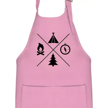 Kuchyňská zástěra Kempování čtyřka - Dětská zástěra na vaření - Univerzální velikost ( Růžová )