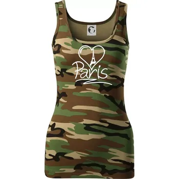 Dámské tričko Srdce Paris - Dámské Maskáčové tílko - S ( Hnědý maskáč )