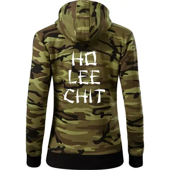 Dámská mikina Ho lee chit - Dámská mikina trendy zipper s kapucí - 2XL ( Zelený maskáč )