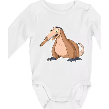 Mravenečník kreslený hnědý - Body kojenecké s dlouhým rukávem - Dlouhý r. do 3 měs ( Bílá )