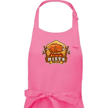 Kuchyňská zástěra Mistr grilu kuře - Pánská zástěra na vaření - Univerzální velikost ( Růžová )