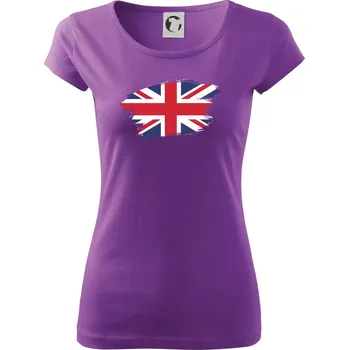 Dámské tričko Britská vlajka roztrhaná - Dámské triko Pure - XS ( Fialová )
