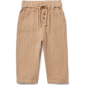 Kojenecké oblečení 696408 - Tchibo - Dětské mušelínové kalhoty - pro miminko - vel. 62/68 - barva: béžová