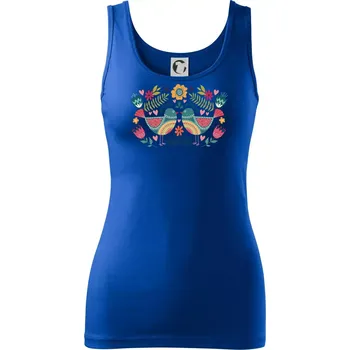 Dámské tričko Folklor - dva barevní ptáčci - Dámské tílko - 2XL ( Královská modrá )