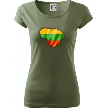 Dámské tričko Litva vlajka mapa - Dámské triko Pure - S ( Khaki )