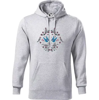 Pánská mikina Volní ptáčci - Mikina pánská Cape s kapucí - 5XL ( Světlešedý Melír )