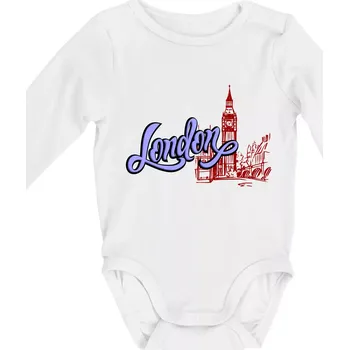Kojenecký body London Lettering - Body kojenecké s dlouhým rukávem - Dlouhý r. do 3 měs ( Bílá )