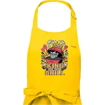Kuchyňská zástěra King of the grill - Pánská zástěra na vaření - Univerzální velikost ( Žlutá )