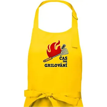 Kuchyňská zástěra Čas na grilování - Dámská zástěra na vaření - Univerzální velikost ( Žlutá )