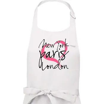 Kuchyňská zástěra I love NYC Paris London - Pánská zástěra na vaření - Univerzální velikost ( Bílá )
