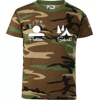 Chlapecké tričko Problem? Solved! - Kempování - Dětské maskáčové triko - 134 cm/8 let ( Hnědý maskáč )