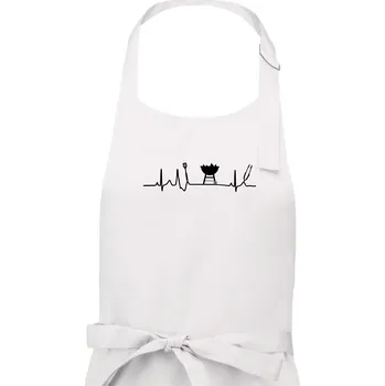 Kuchyňská zástěra EKG grilování gril - Dámská zástěra na vaření - Univerzální velikost ( Bílá )