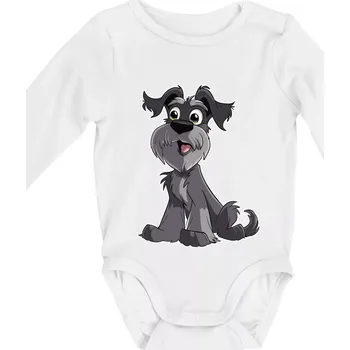 Knírač kreslený sedící - Body kojenecké s dlouhým rukávem - Dlouhý r. 3-6 měs ( Bílá )