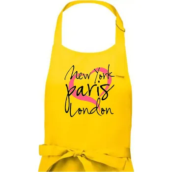 Kuchyňská zástěra I love NYC Paris London - Dámská zástěra na vaření - Univerzální velikost ( Žlutá )