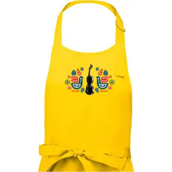 Kuchyňská zástěra Folklór housle - Dámská zástěra na vaření - Univerzální velikost ( Žlutá )