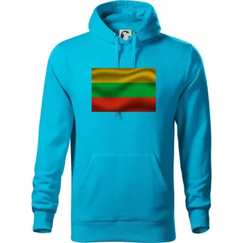 Pánská mikina Litva vlajka obdélník - Mikina pánská Cape s kapucí - 5XL ( Světlý tyrkys )