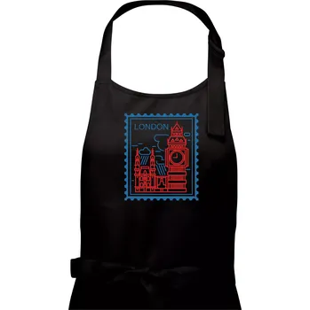 Kuchyňská zástěra Londýn známka jednoduchá - Pánská zástěra na vaření - Univerzální velikost ( Černá )