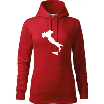 Dámská mikina Itálie obrys - Mikina dámská Cape s kapucí - S ( Červená )