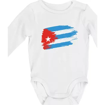 Kuba vlajka - Body kojenecké s dlouhým rukávem - Dlouhý r. do 3 měs ( Bílá )
