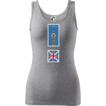 Dámské tričko Londýn známka barevná - Dámské tílko - M ( Tmavě šedý melír )