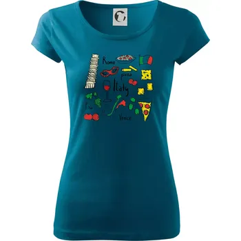 Dámské tričko Itálie symboly - Dámské triko Pure - S ( Petrolejová )