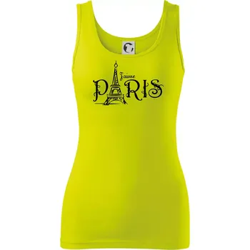 Dámské tričko Paris nápis Eiffelovka rovný - Dámské tílko - XL ( Limetková )