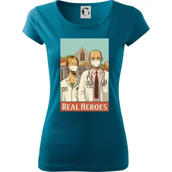 Dámské oblečení Covid - real heroes - Dámské triko Pure - S ( Petrolejová )