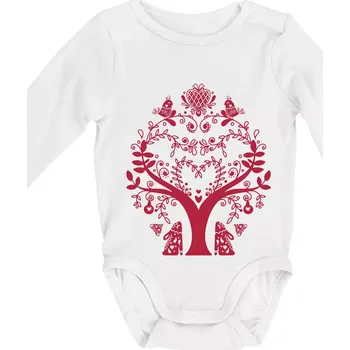 Kojenecký body Folklor - strom - Body kojenecké s dlouhým rukávem - Dlouhý r. do 3 měs ( Bílá )
