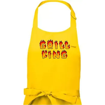 Kuchyňská zástěra Grill King ohnivý nápis - Pánská zástěra na vaření - Univerzální velikost ( Žlutá )