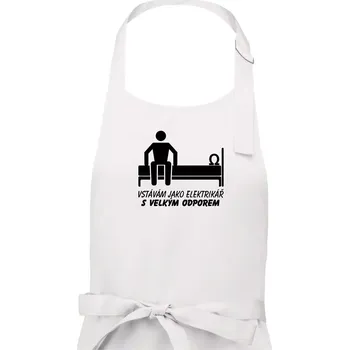Kuchyňská zástěra Vstávám jako elektrikář s velkým odporem - Dámská zástěra na vaření - Univerzální velikost ( Bílá )