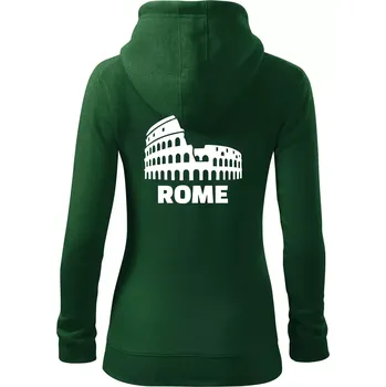 Dámská mikina Italy Koloseum Rome - Dámská mikina trendy zipper s kapucí - XL ( Lahvově zelená )