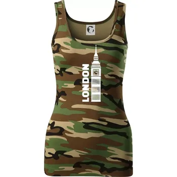 Dámské tričko London věž - Dámské Maskáčové tílko - XS ( Hnědý maskáč )