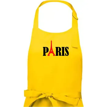 Kuchyňská zástěra Paris nápis Eiffelova věž - Pánská zástěra na vaření - Univerzální velikost ( Žlutá )