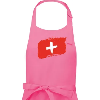 Kuchyňská zástěra Švýcarsko vlajka - Pánská zástěra na vaření - Univerzální velikost ( Růžová )