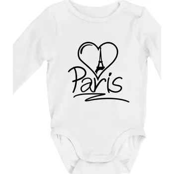 Srdce Paris - Body kojenecké s dlouhým rukávem - Dlouhý r. do 3 měs ( Bílá )