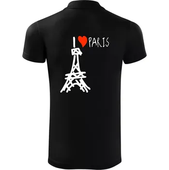 Pánská košile I love Paris - Polokošile Victory sportovní (dresovina) - M ( Černá )