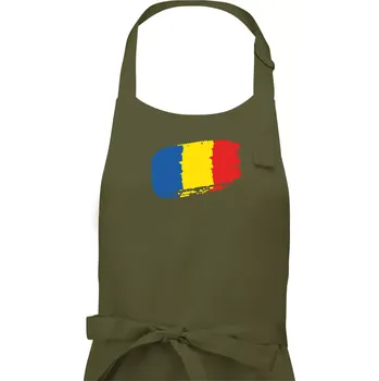 Kuchyňská zástěra Rumunsko vlajka - Dámská zástěra na vaření - Univerzální velikost ( Khaki )