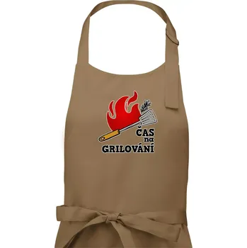 Kuchyňská zástěra Čas na grilování - Dámská zástěra na vaření - Univerzální velikost ( Cappuccino )