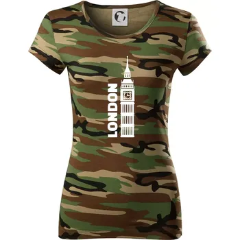 Dámské tričko London věž - Dámské maskáčové triko - 2XL ( Hnědý maskáč )