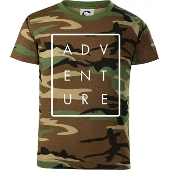 Adventure obdelník - Dětské maskáčové triko - 104-110cm / 3-4 roky ( Hnědý maskáč )