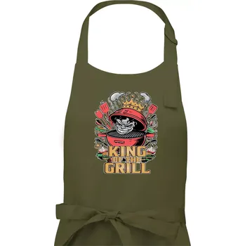 Kuchyňská zástěra King of the grill - Pánská zástěra na vaření - Univerzální velikost ( Khaki )