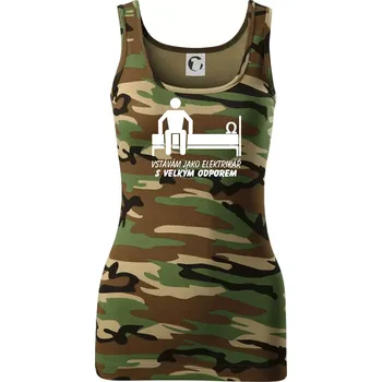 Dámské tričko Vstávám jako elektrikář s velkým odporem - Dámské Maskáčové tílko - M ( Hnědý maskáč )