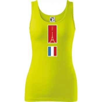 Dámské tričko Paříž známka barevná - Dámské tílko - L ( Limetková )