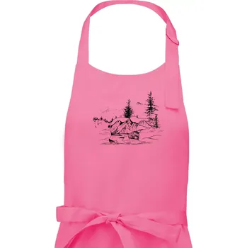 Kuchyňská zástěra Medvěd hory - Pánská zástěra na vaření - Univerzální velikost ( Růžová )