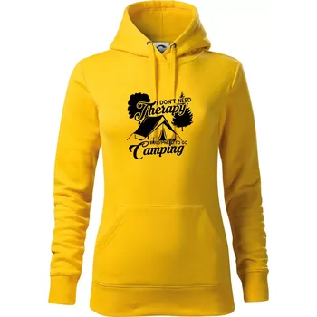 Dámská mikina I don't need therapy camping - Mikina dámská Cape s kapucí - S ( Žlutá )