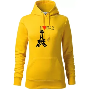 Dámská mikina I love Paris - Mikina dámská Cape s kapucí - L ( Žlutá )