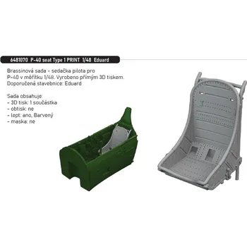 Plastikový model Eduard 1/48 P-40 seat Type 1 PRINT (EDUARD)